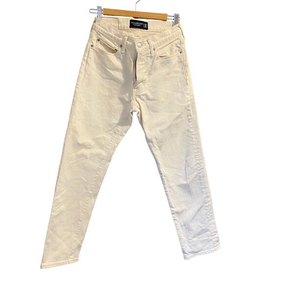 Abercrombie & Fitch vintage straight 90s jeans in cream white mens sz. 28x30 - Picture 2 of 8